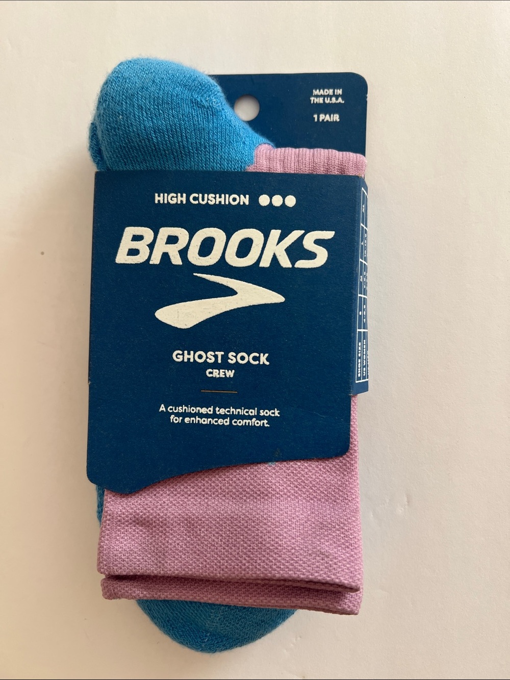 Brooks Crew Athletic Socks in Pink and Blue